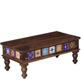 Moroccan Mosaic Lewiston Wooden Coffee Table Walnut